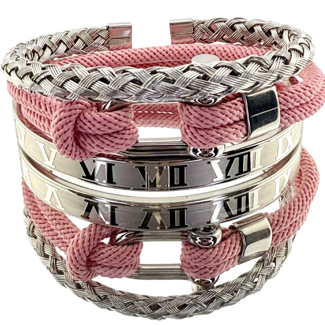 Bracelets set LES ENCHAINES argentés